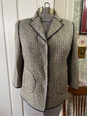 SIGRID OLSEN Tan and Black Textured Jacket Blazer